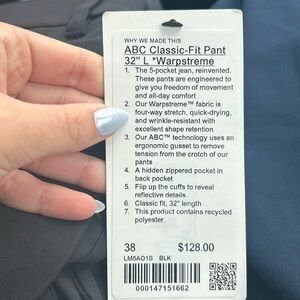 lululemon ABC classic-fit pant  32’’ L Warpstreme size 38’’x32’’
